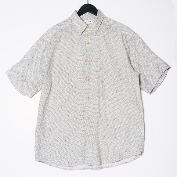 Vintage Claiborne Mens Medium Short Sleeve Button Down Shirt Cotton Linen Ramie - Picture 1 of 4